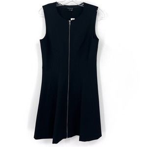 THEORY Bonbi Dress Womens 8 New With Tags Fit Flare Zip Front Sleeveless Black